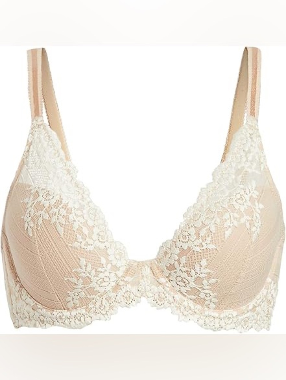 Wacoal Embrace Lace Plunge Underwire Bra 853291 Nude & Ivory Size 32C